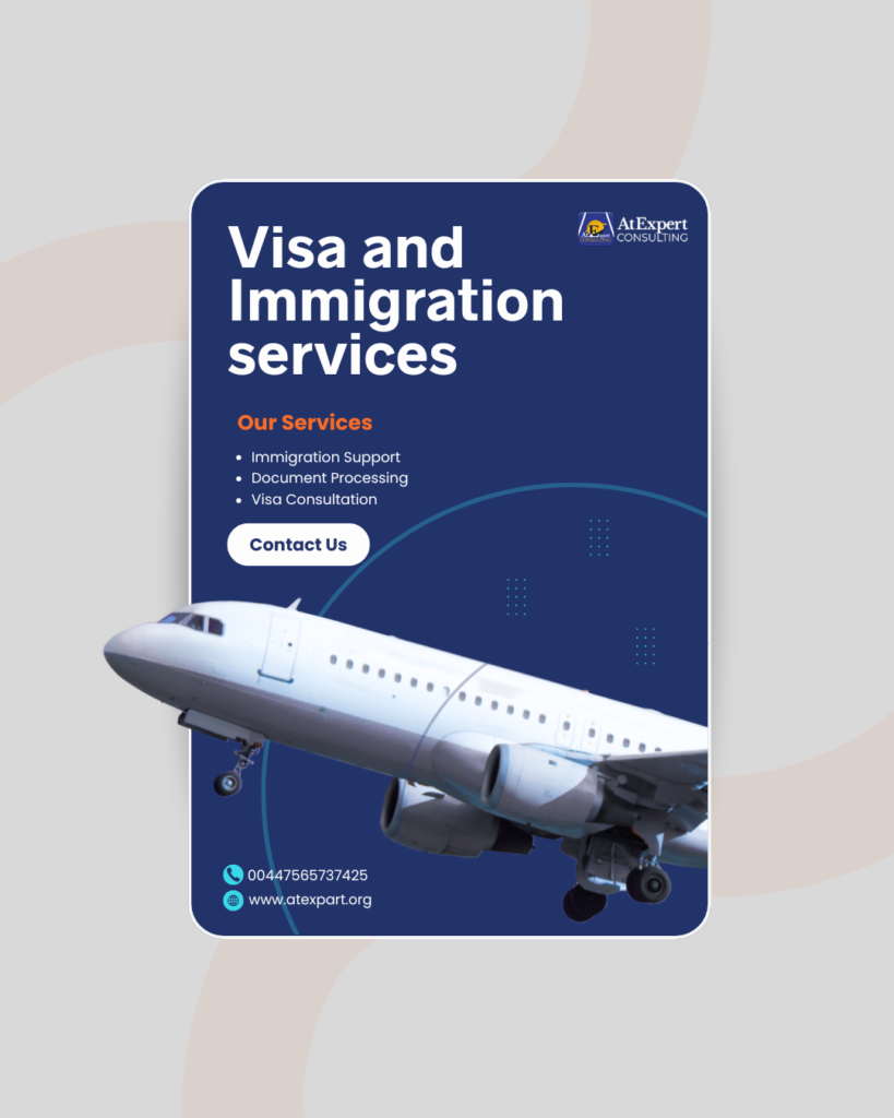 white and orange modern immigration and visa consultant agency instagram post